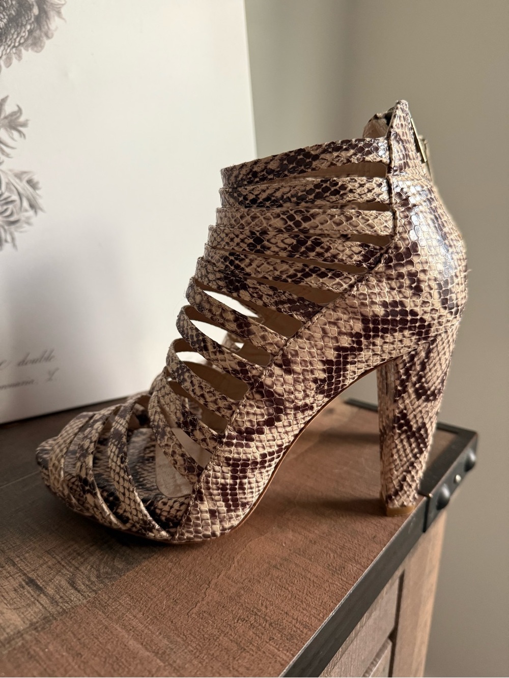 Real Leather Snakeskin Gladiator Heels